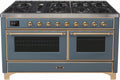 Blue Grey Dual Fuel Natural Gas Range with Brass Trim W485190