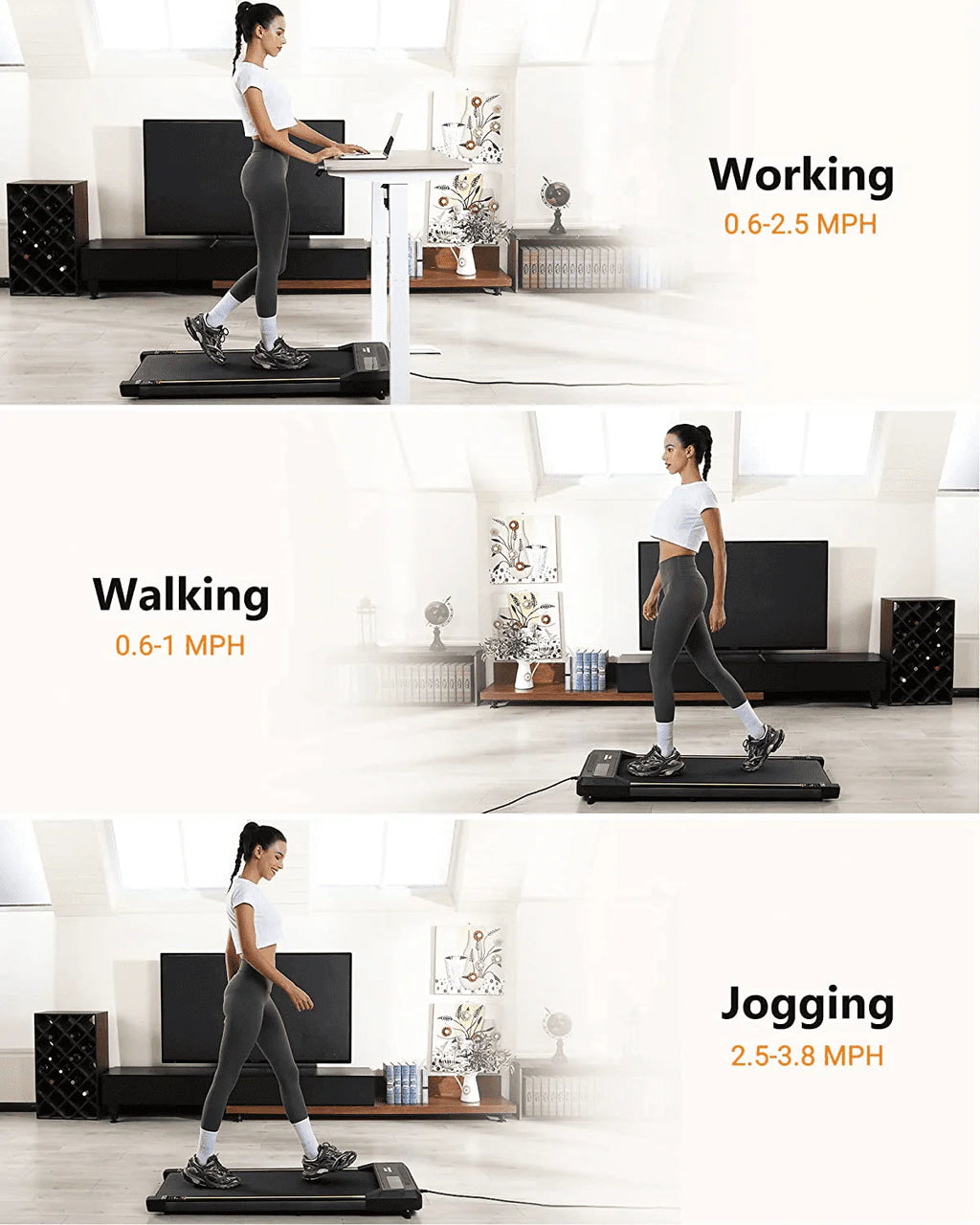 Black Portable Treadmill with Bluetooth Speaker G5003