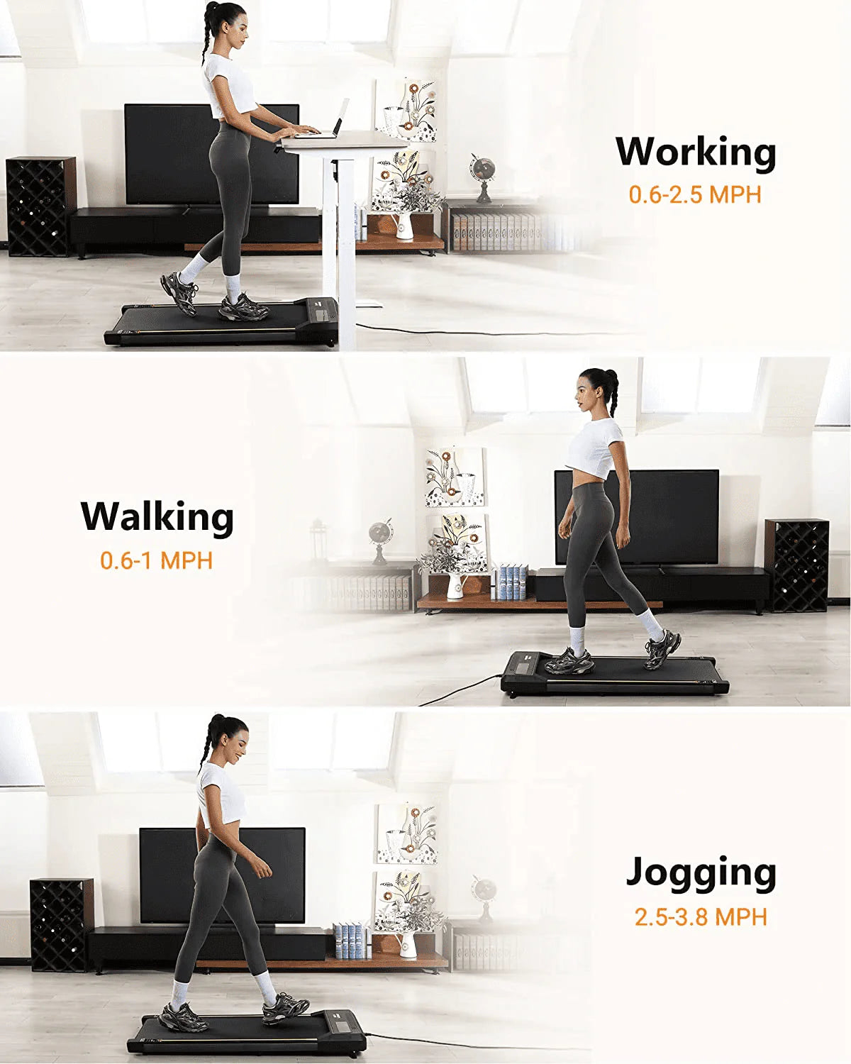 Black Portable Treadmill with Bluetooth Speaker G5003