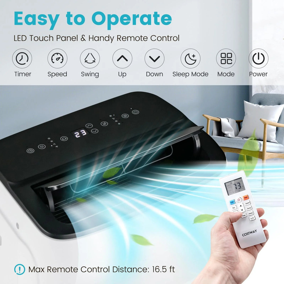 13000 BTU Smart Portable Air Conditioner & Heater R1459