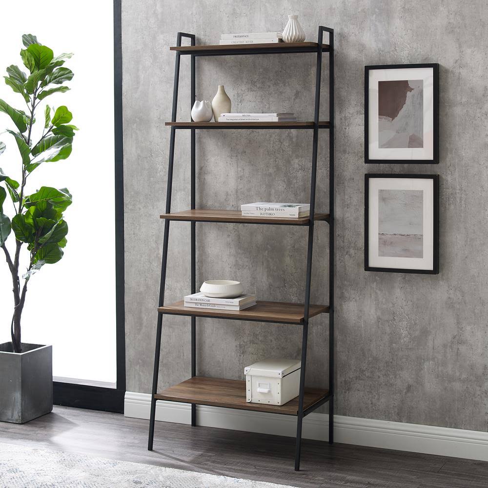 72 in. Reclaimed Barnwood Ladder Bookcase T9062