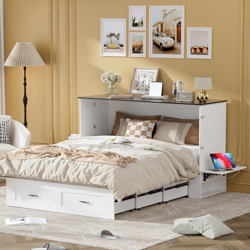 Queen Murphy Bed with Storage and Charging Station B6893