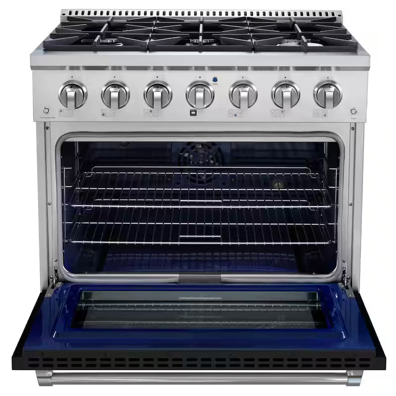 5.2 cu. ft. Gas Range with 6-Burners and Convection Oven in Matte Black R362811