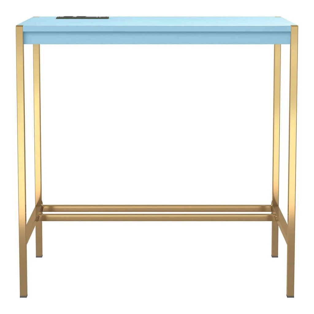 Aruba Blue Wood Writing Desk with USB Port A300