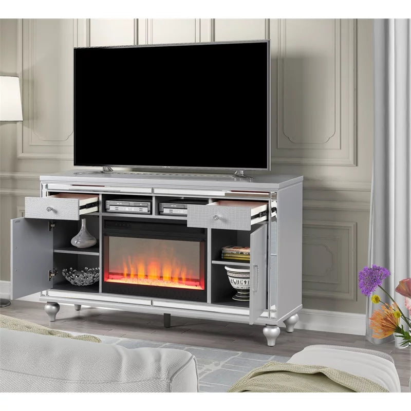 Solid Wood TV Stand With Electric Fireplace I2732