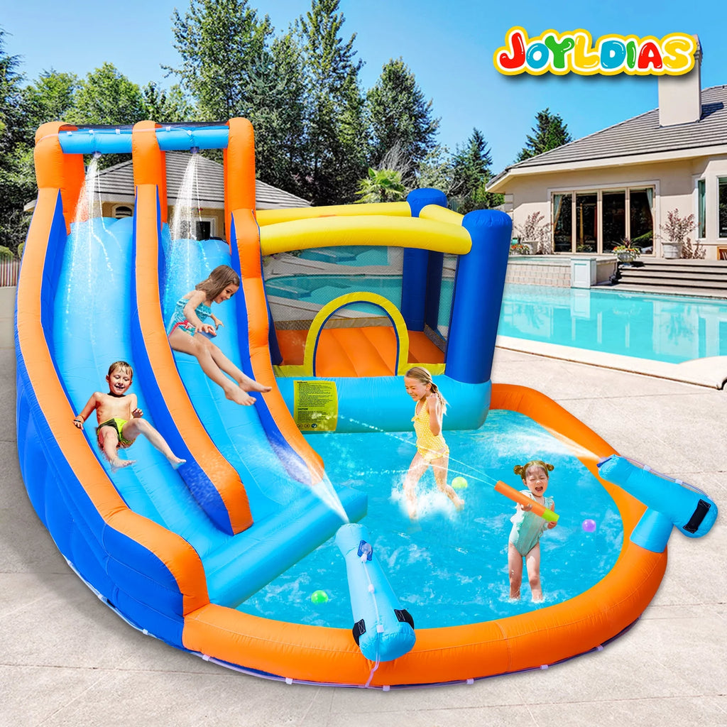 Kids Inflatable Water Slide Bouncer with Pool and Climbing Wall I5980