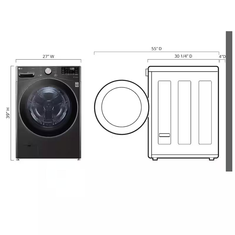 4.5 cu. ft. Stackable Smart Front Load Washer in Black Steel K73733