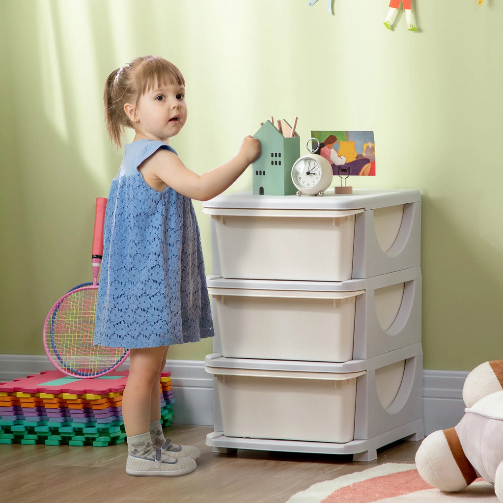 Blue 3 Tier Kids Storage Unit Dresser Tower L179