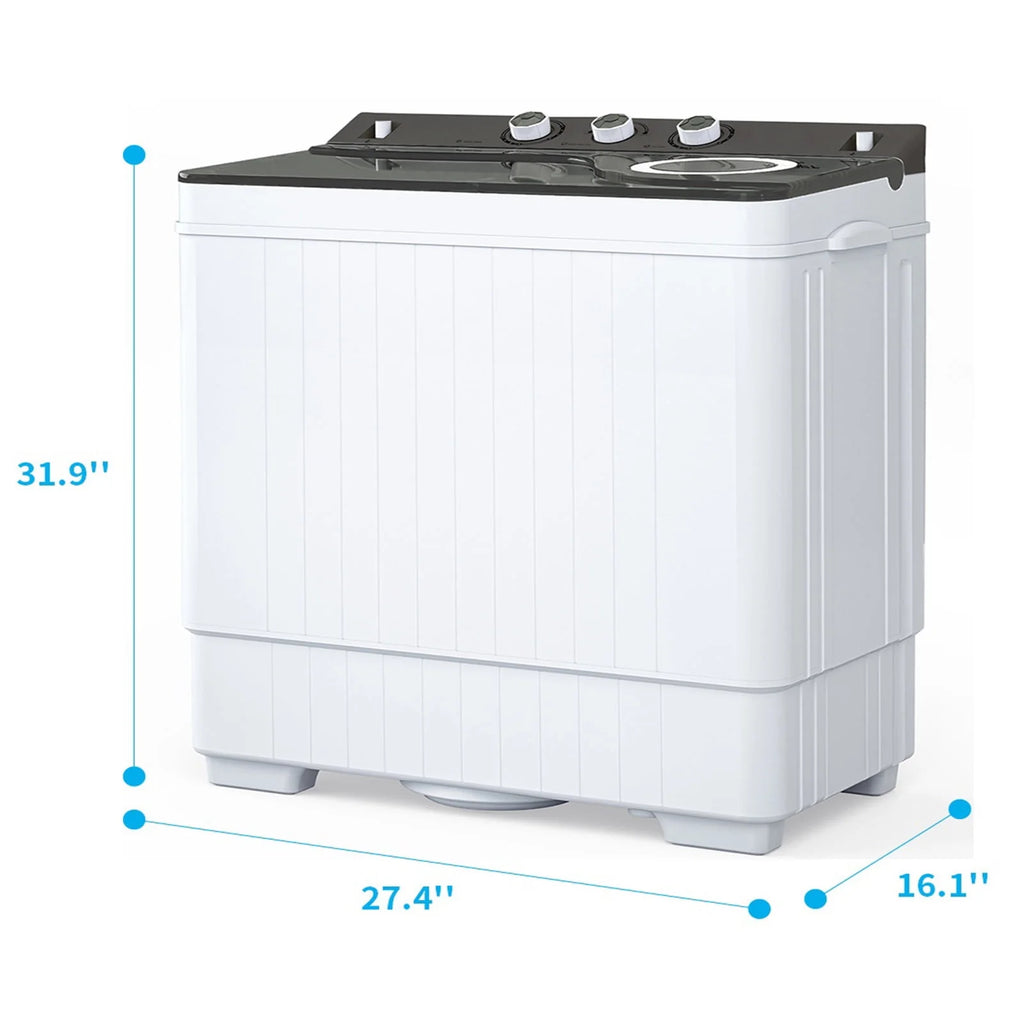 Portable 26Lbs Twin Tub Washing Machine with Gravity Drain Pump B497952
