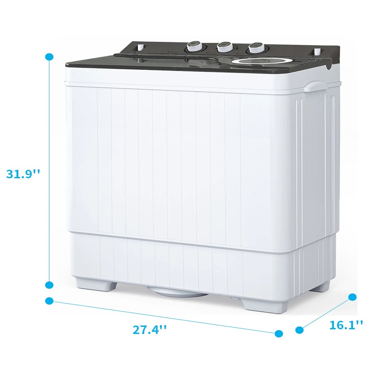 Portable 26Lbs Twin Tub Washing Machine with Gravity Drain Pump B497952