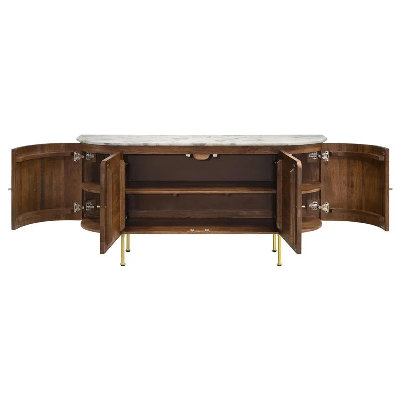 White and Natural Marble Top 4-door Dining Sideboard U759
