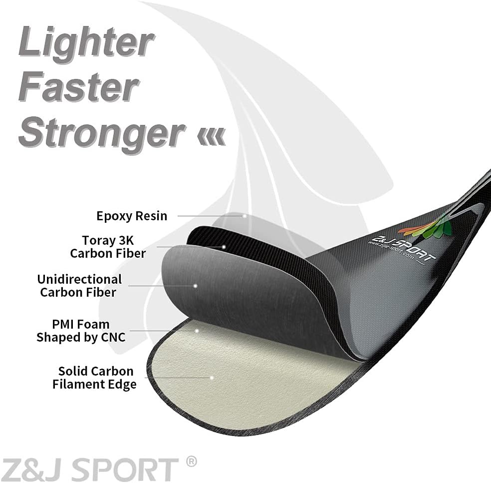 Outrigger Canoe Paddle with Carbon Blade and Wood Bent Shaft N739