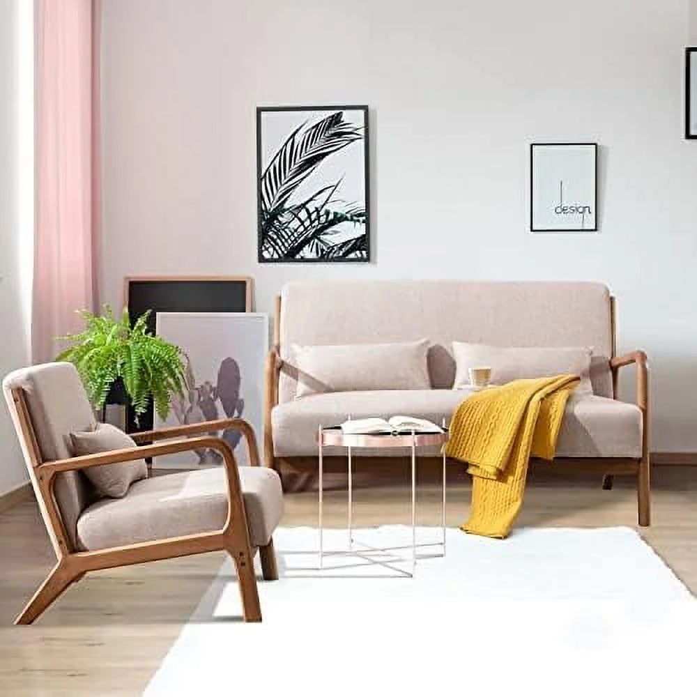 50" 2-Seater Upholstered Loveseat with 2 Waist Cushions K66465