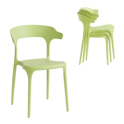 Stackable Plastic Dining Chair Set of 4 Charcoal Gray K895
