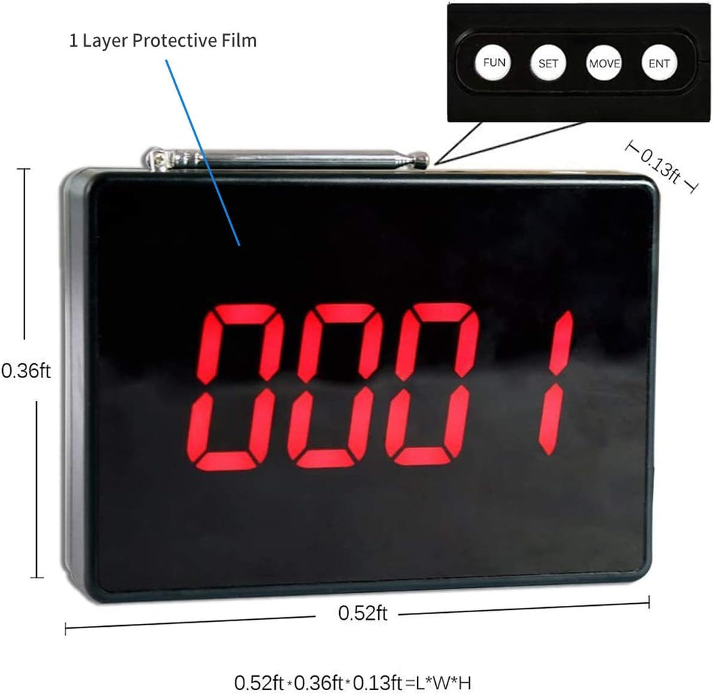 Wireless Calling System with 10 Waterproof Call Buttons and Display Receiver T403135