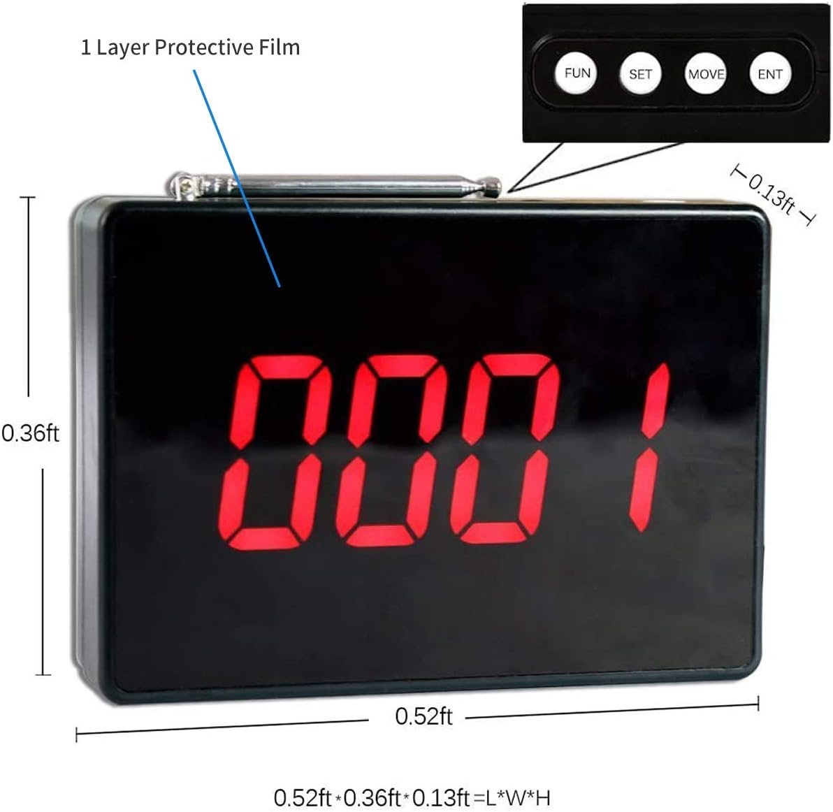 Wireless Calling System with 10 Waterproof Call Buttons and Display Receiver T403135