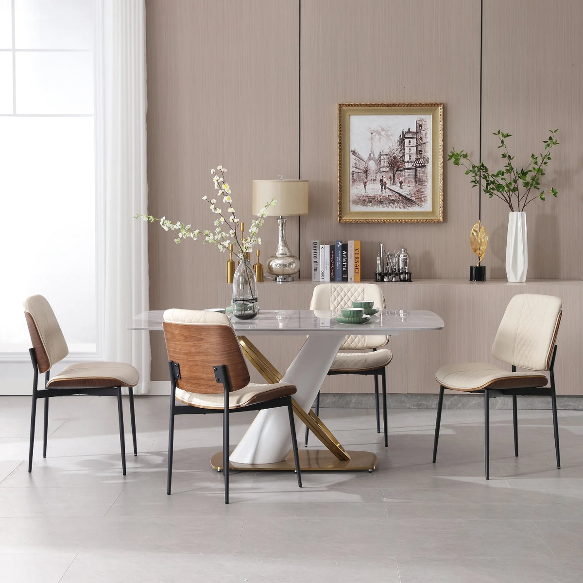 Mid Century Modern Faux Leather Dining Chairs Set of 2 K275224