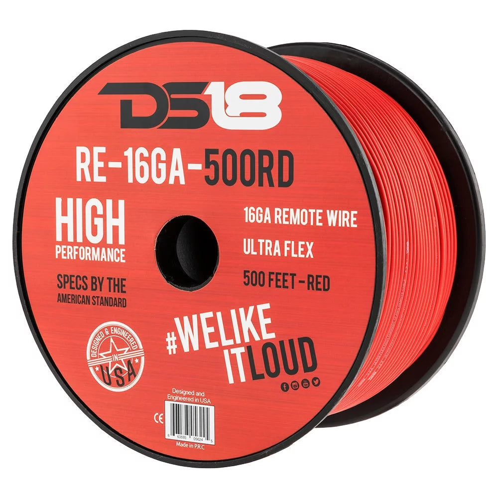 16 Gauge 500' Feet Red Primary Remote Wire 12V Auto Wiring Cable AWG Ultra Flex Spool O1889