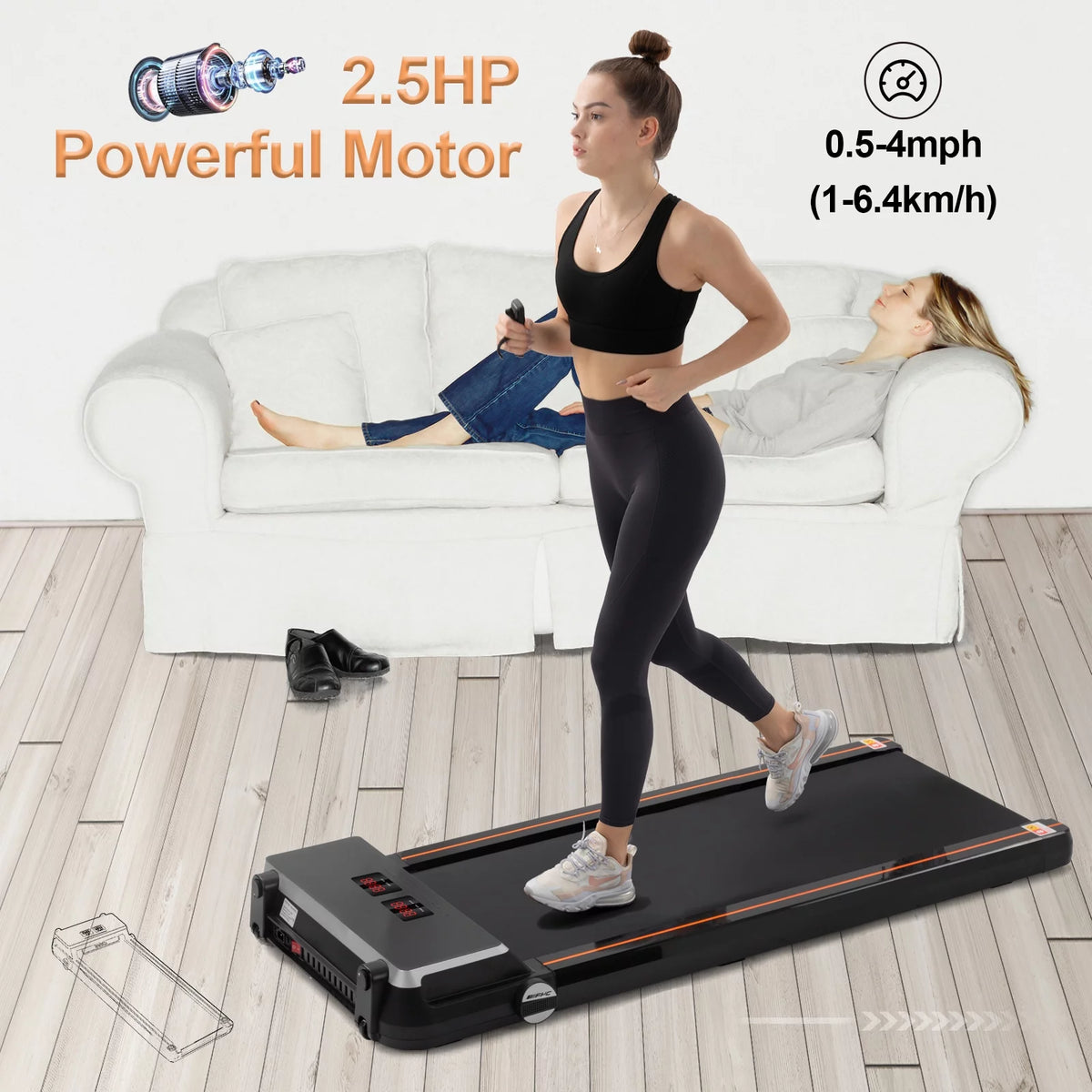 White Slim Under Desk Treadmill C5548