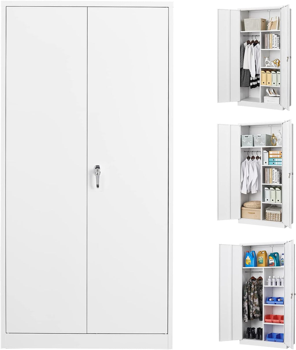 Metal Storage Cabinet with Locking Door and 2 Adjustable Shelves F8778