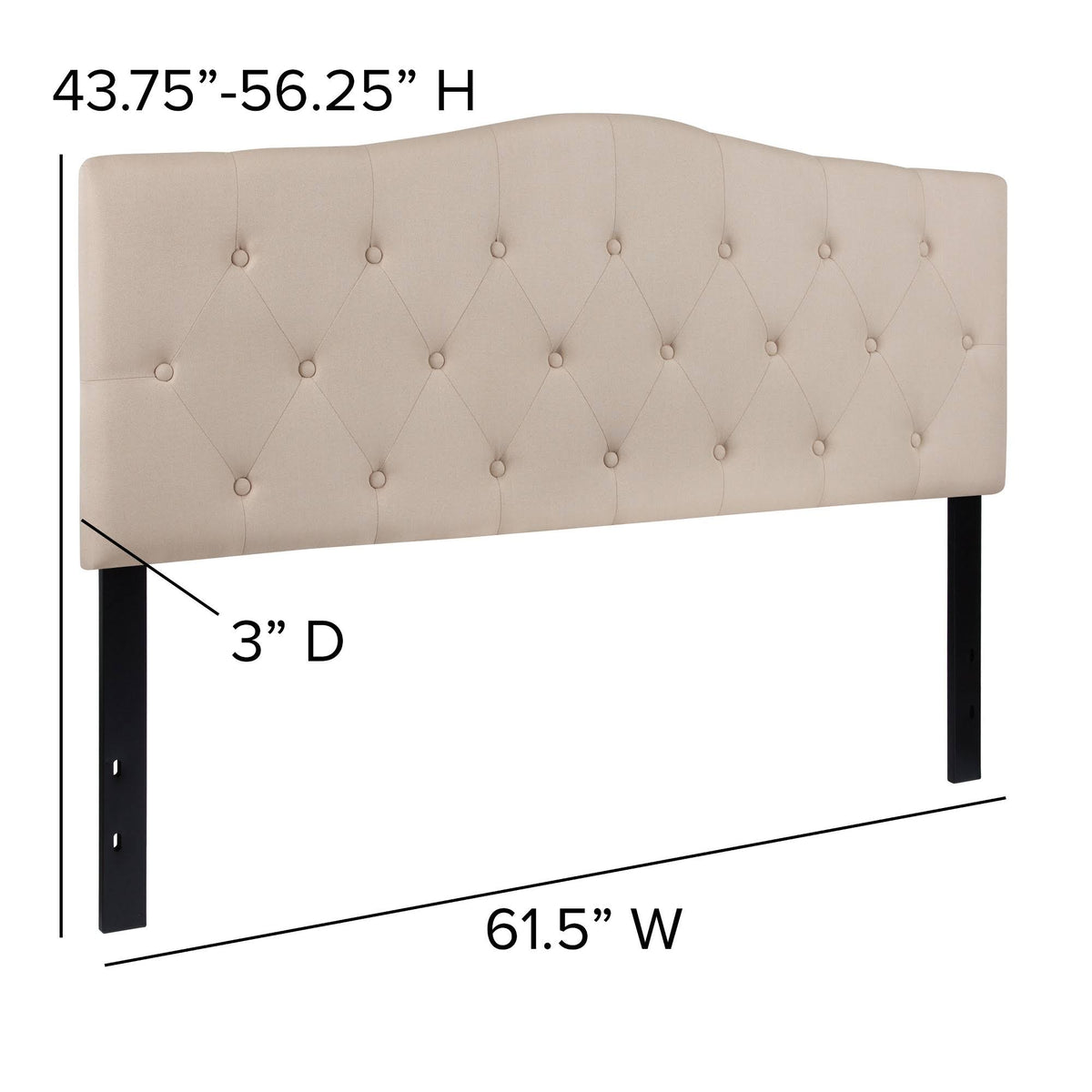 Beige Fabric Queen Size Upholstered Headboard R97523