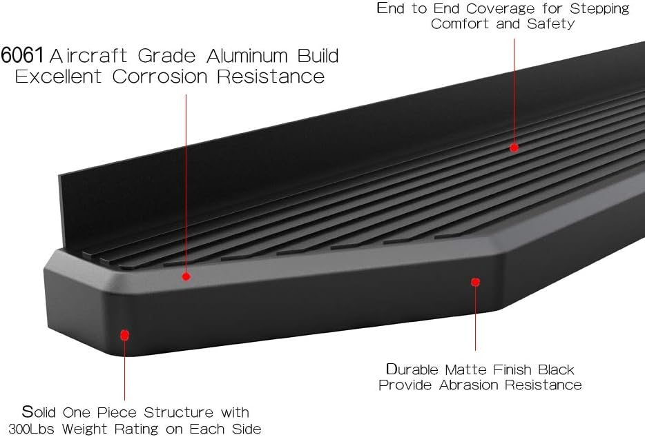 6-inch Black Aluminum Running Boards Side Steps Q4544