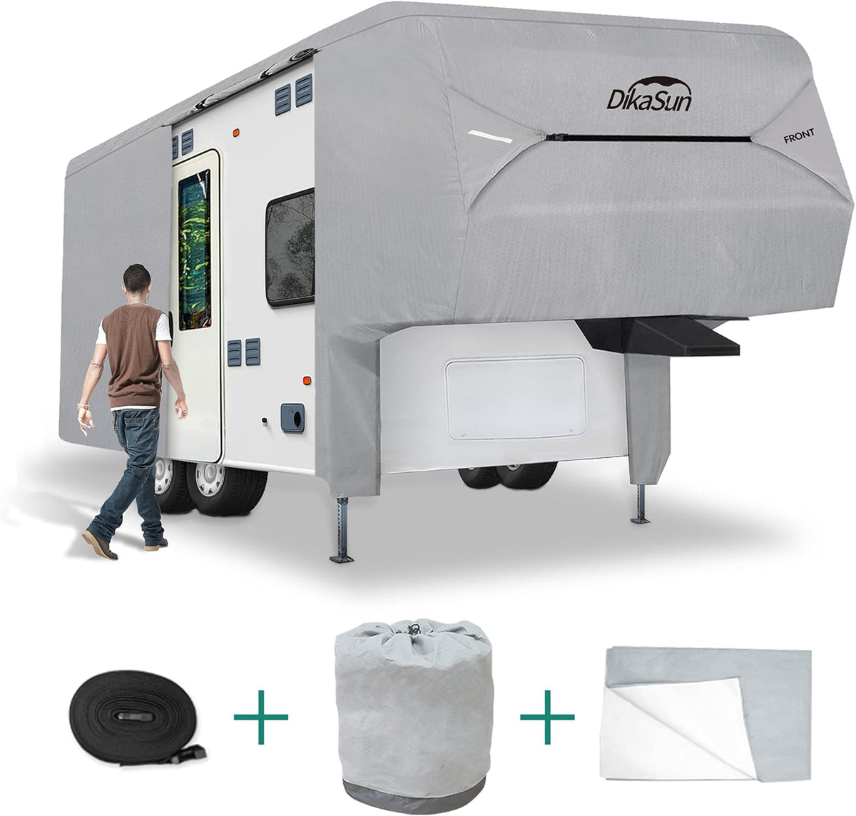 40'- 44'L 3 Layers Polypro Anti-UV Waterproof Breathable Ripstop Camper Cover Y3821