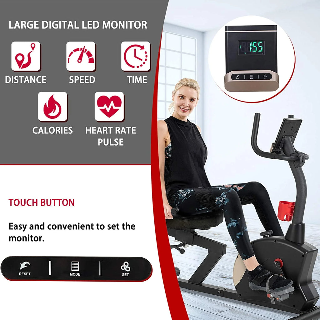Recumbent Exercise Bike 400 lbs. Weight Capacity Magnetic Resistance Z866