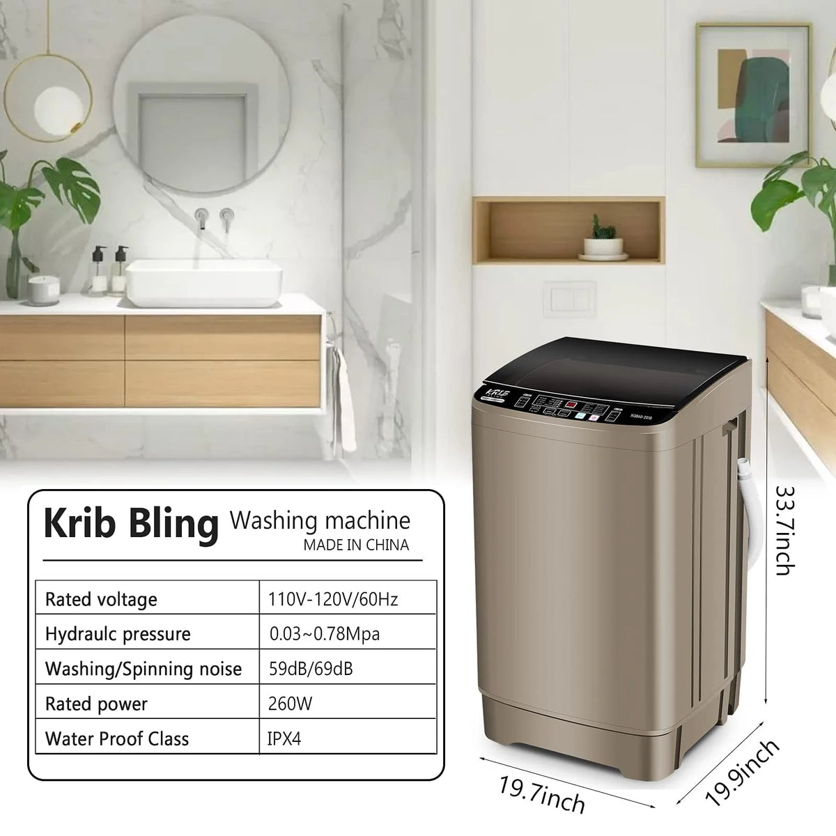 Portable 1.9 Cu.ft Fully Automatic Compact Washer G846909