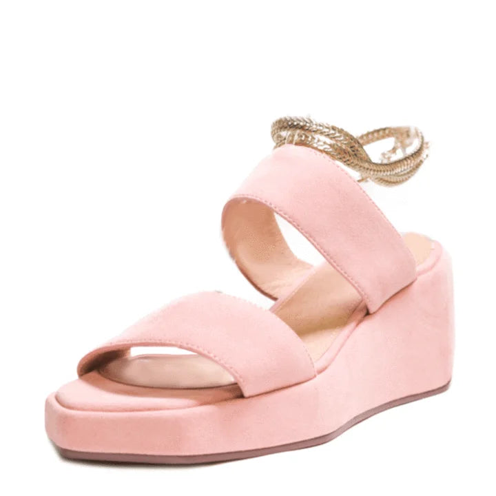 Blush Leather Wedge Platform Sandals X416