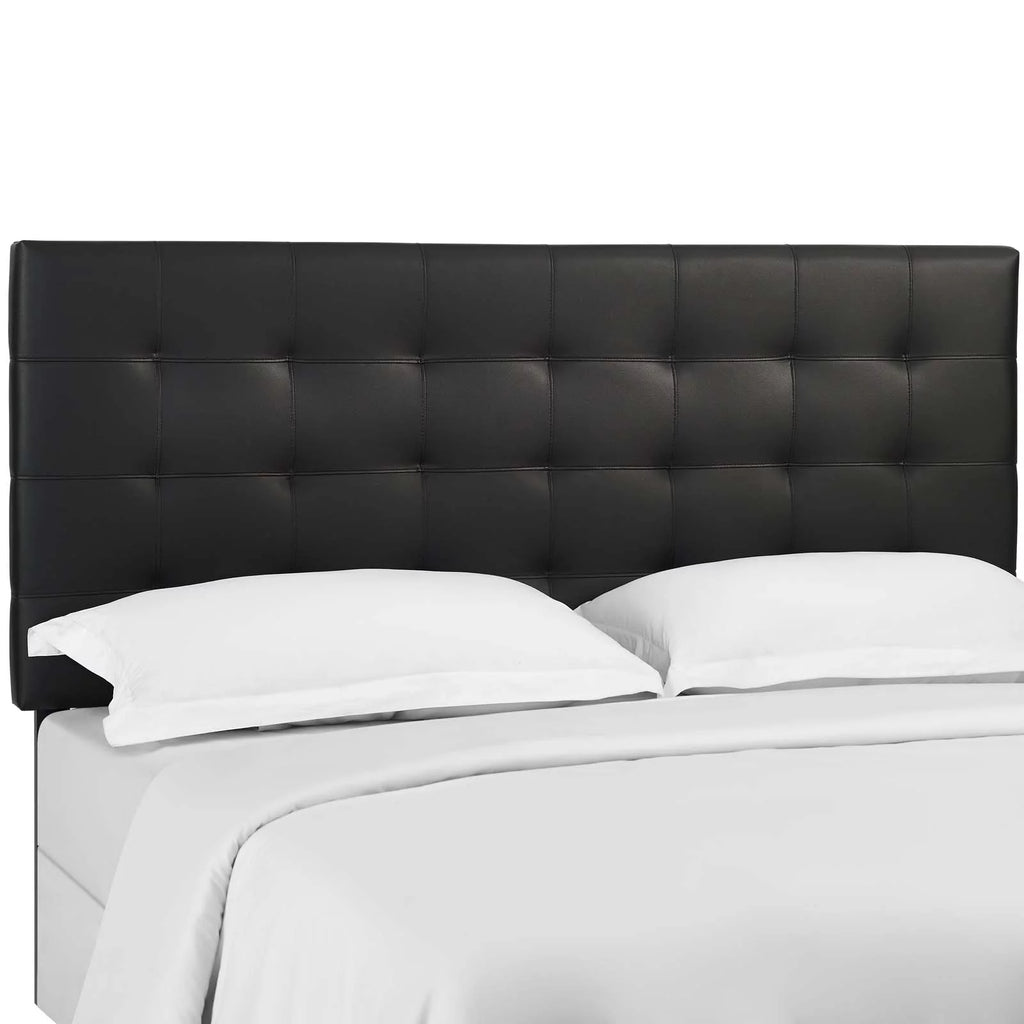 King and California King Black Faux Leather Upholstered Headboard Q468
