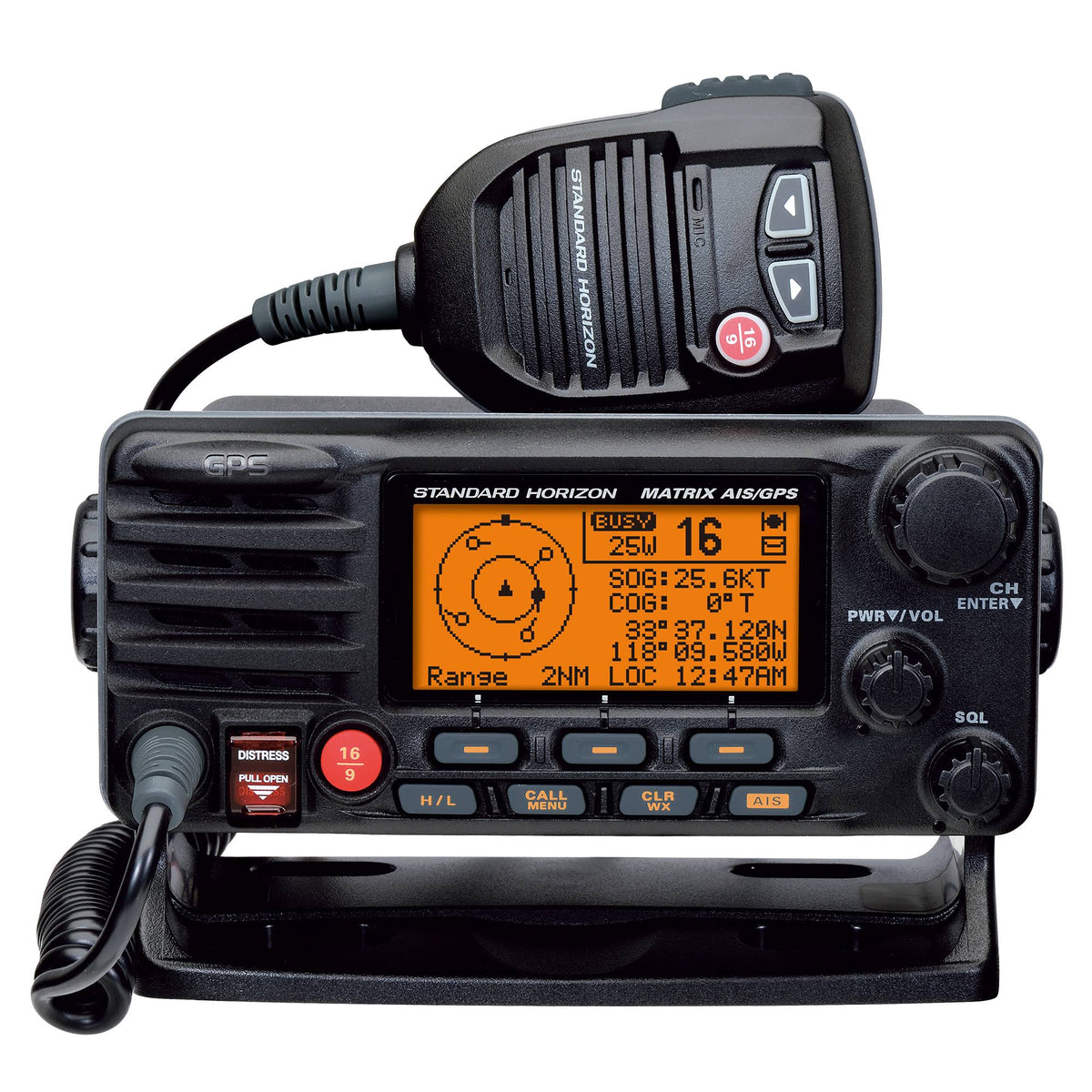 Black Fixed Mount VHF with AIS & GPS J6369