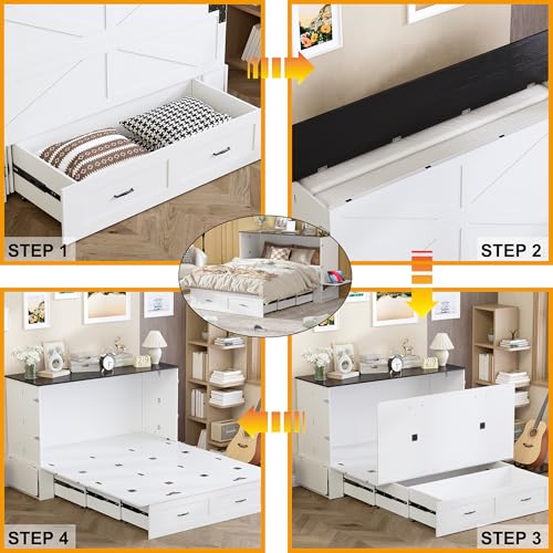 Queen Murphy Bed with Storage and Charging Station B6893