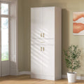 White 70" Freestanding Storage Cabinet with Doors and Adjustable Shelves N665