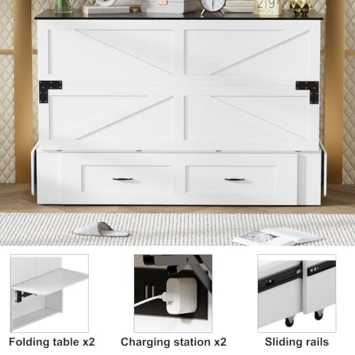 Queen Murphy Bed with Storage and Charging Station B6893