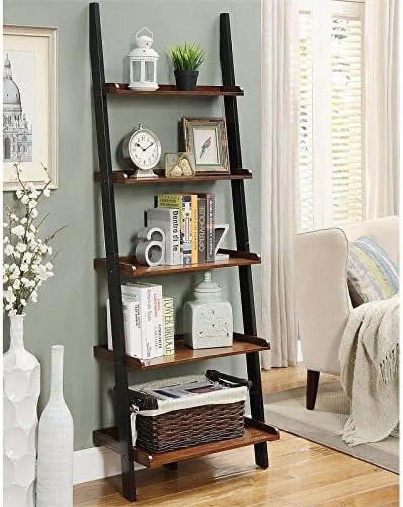 Ladder Bookshelf in Dark Walnut Wood Finish H875524