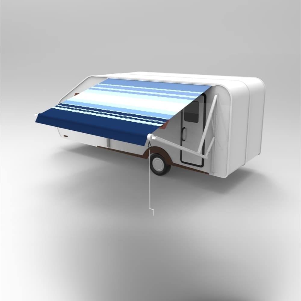 Motorized Retractable RV/Patio Awning - 8 x 8 Feet - Blue Striped K747265