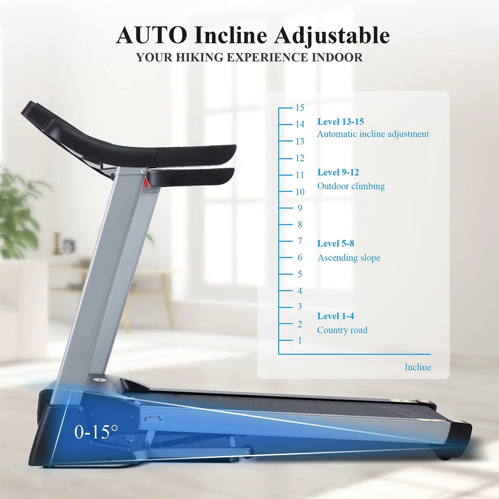 Folding Treadmill with 15% Electric Incline D7426