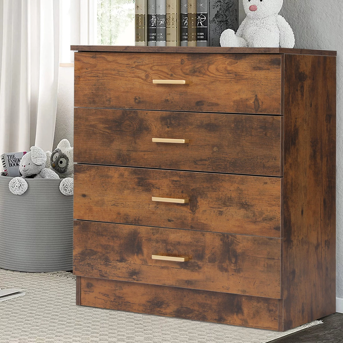 Black 4 Drawer Wood Dresser W10706