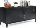 Black 2 Door Metal Storage Cabinet with 2 Shelves L5088