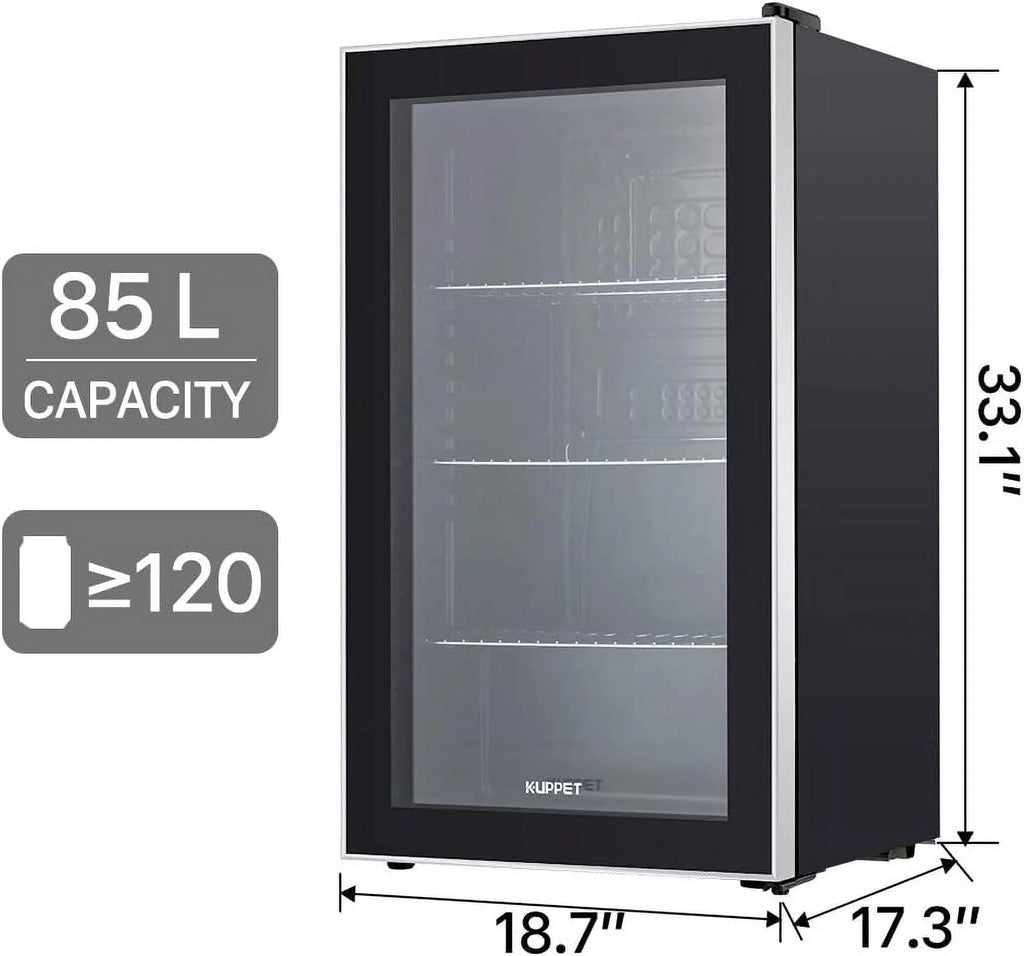 120 Can Beverage Refrigerator Glass Door Stainless Steel C1384