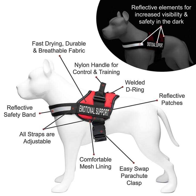 Emotional Support Dog Vest Harness with Reflective Straps and Matching Leash Set Z678