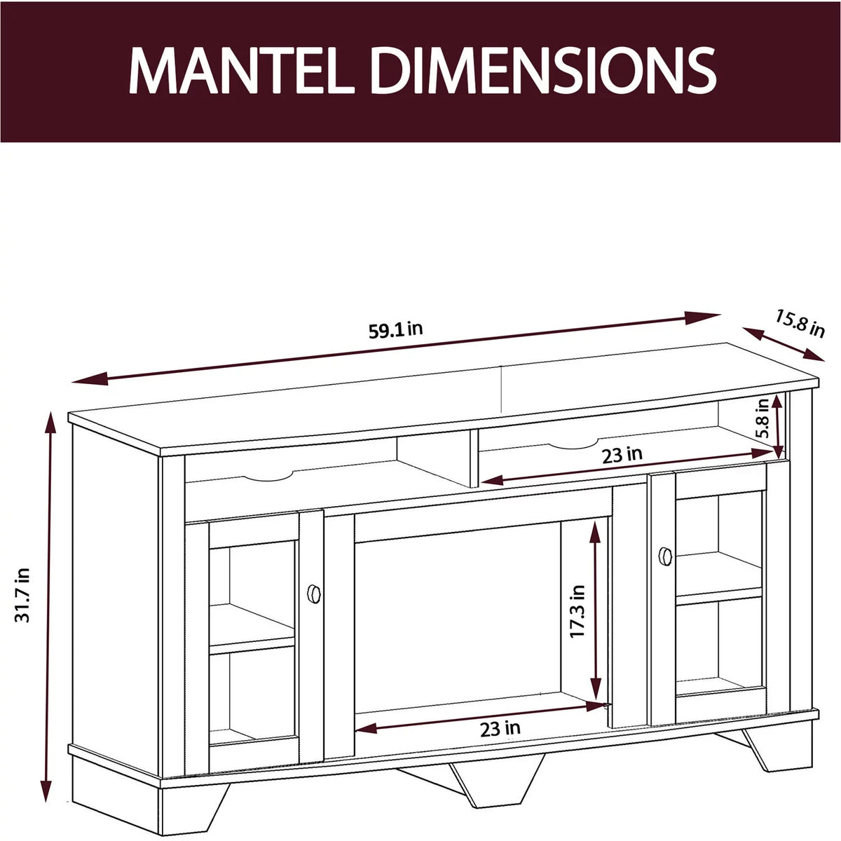 59'' Electric Fireplace with Remote K2963