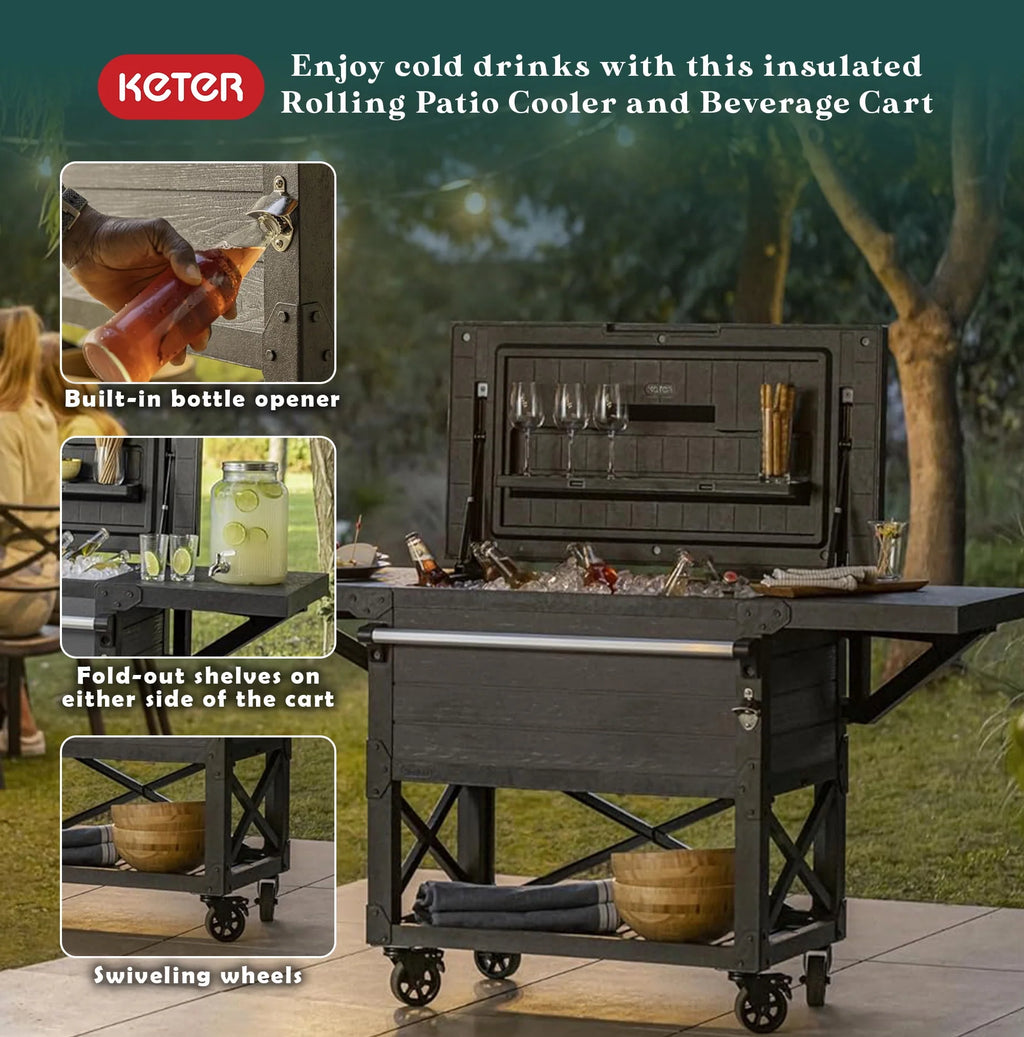 Gray Insulated Beverage Cooler Bar Cart L876