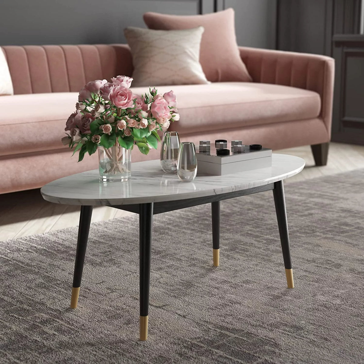 Mid-Century Modern Oval Coffee Table Walnut X620
