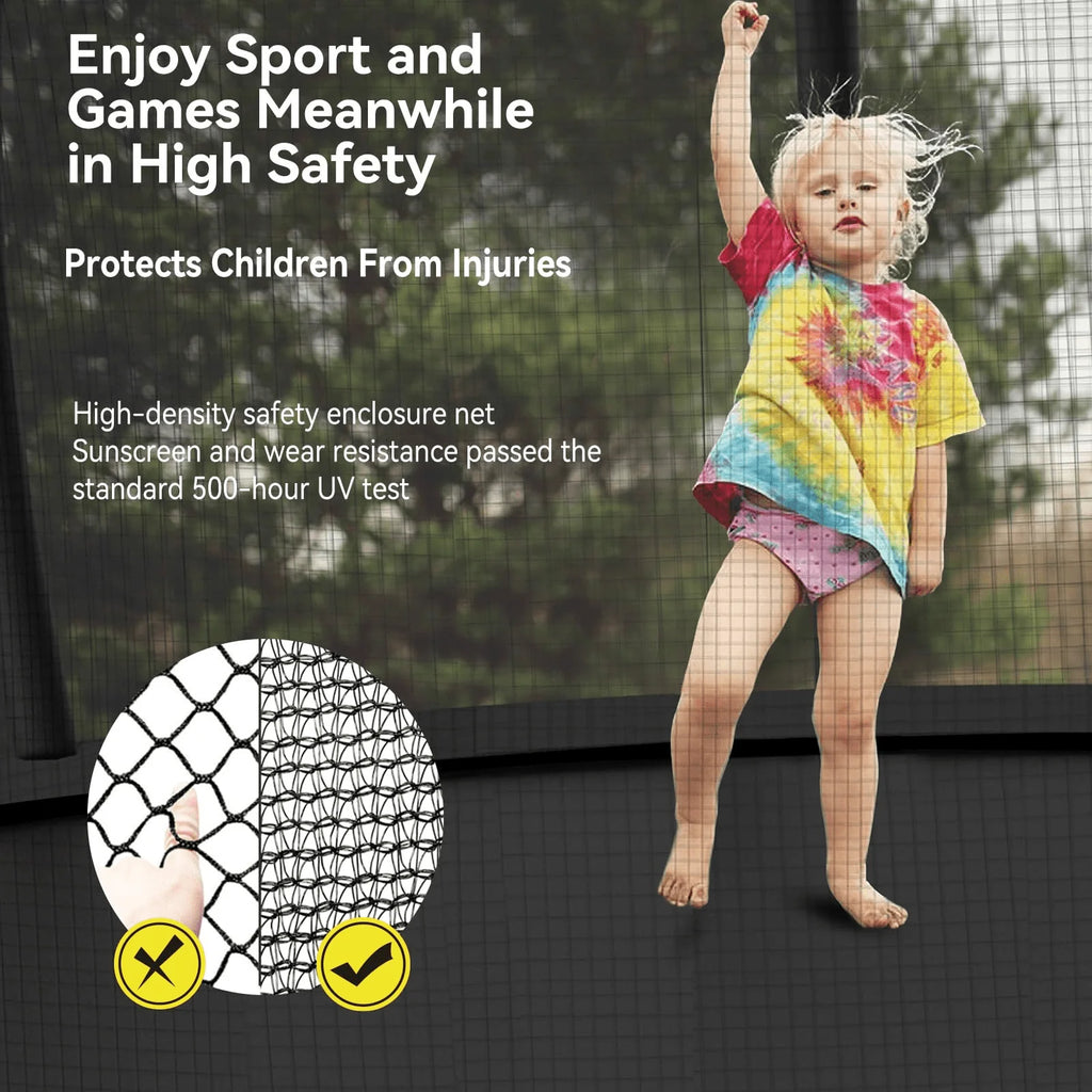 12 14 16FT Trampoline with Slide, Enclosure Net and Ladder D854189