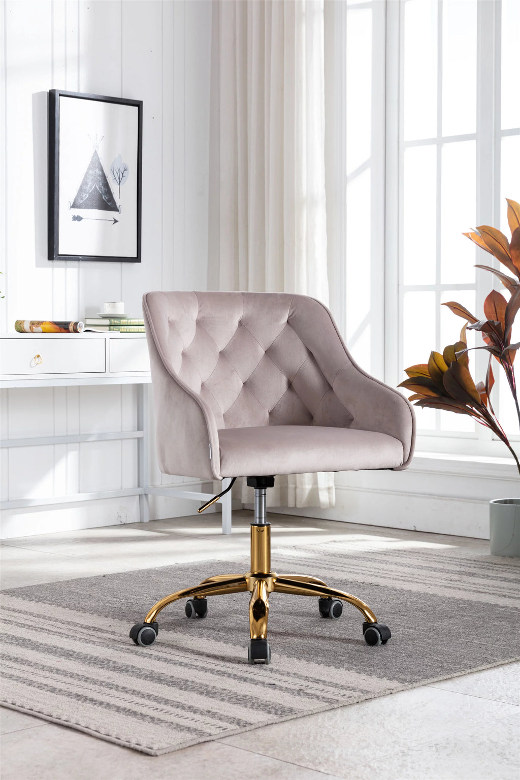 Gray Ergonomic Swivel Chair with Armrests A704728
