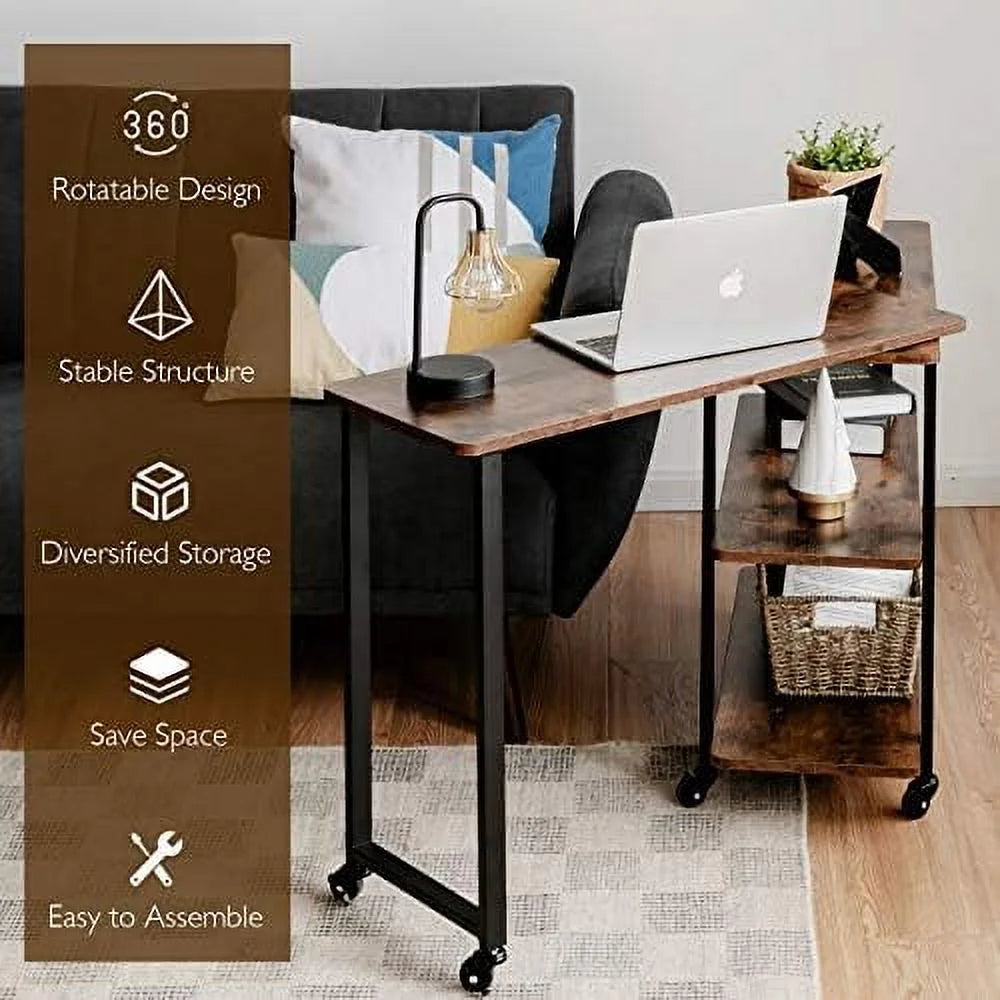 L-Shaped Corner Desk with 2-Tier Mobile End Table M846316