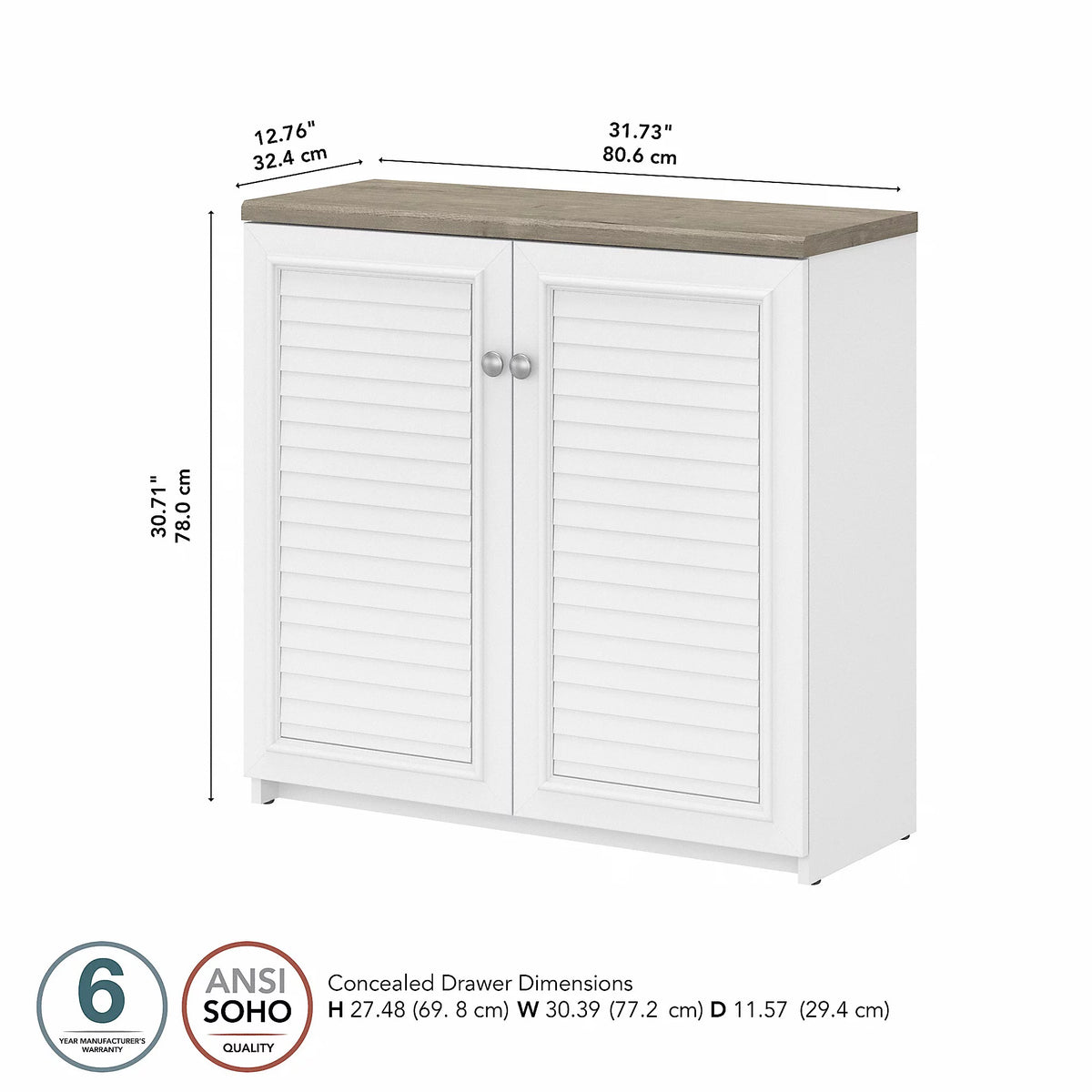 White & Gray Storage Cabinet with Doors T669