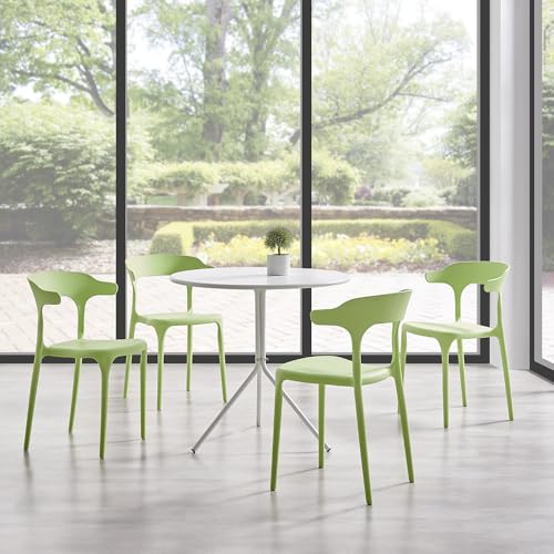 Stackable Plastic Dining Chair Set of 4 Charcoal Gray K895